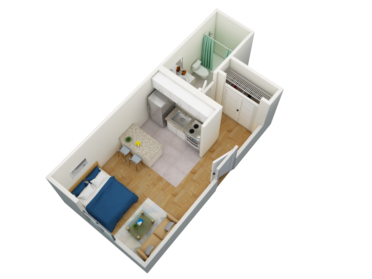 Floor plan for studio, 1 bath, 450 sqft