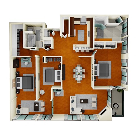 Floor plan for 3 beds, 3 baths, 1686 sqft