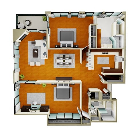 Floor plan for 2 beds, 2 baths, 1531 sqft