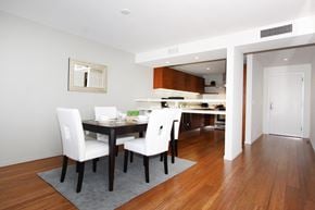 Marina Del Rey apartment for rent - a dining room with a table and chairs and a kitchen