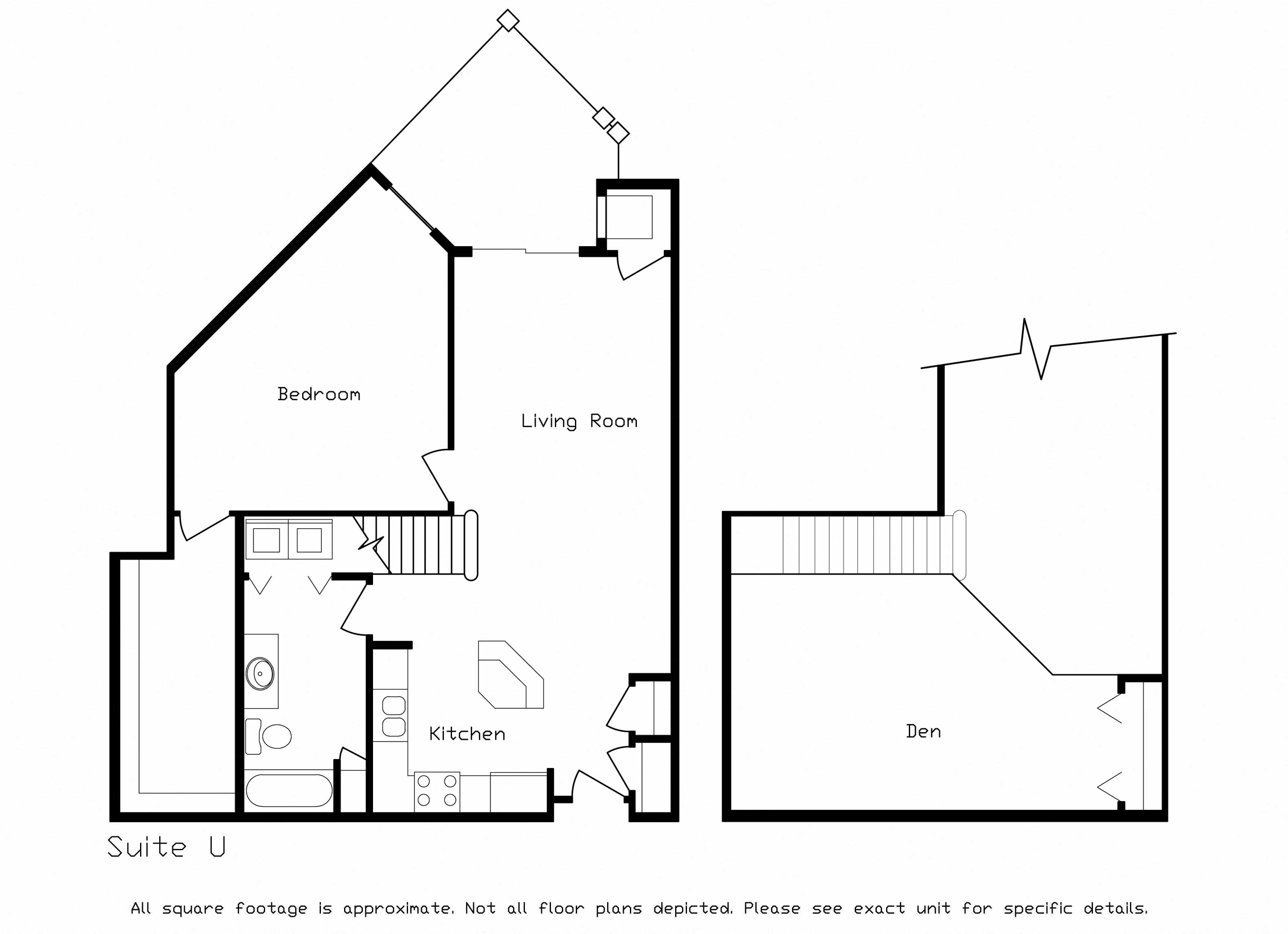 Floor plan for 1 bed, 1 bath, 1199 sqft