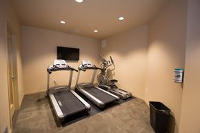 Madison apartment for rent - a home gym with treadmills and a tv