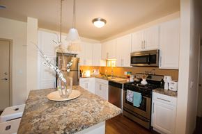 Madison apartment for rent - a kitchen with stainless steel appliances and granite counter tops