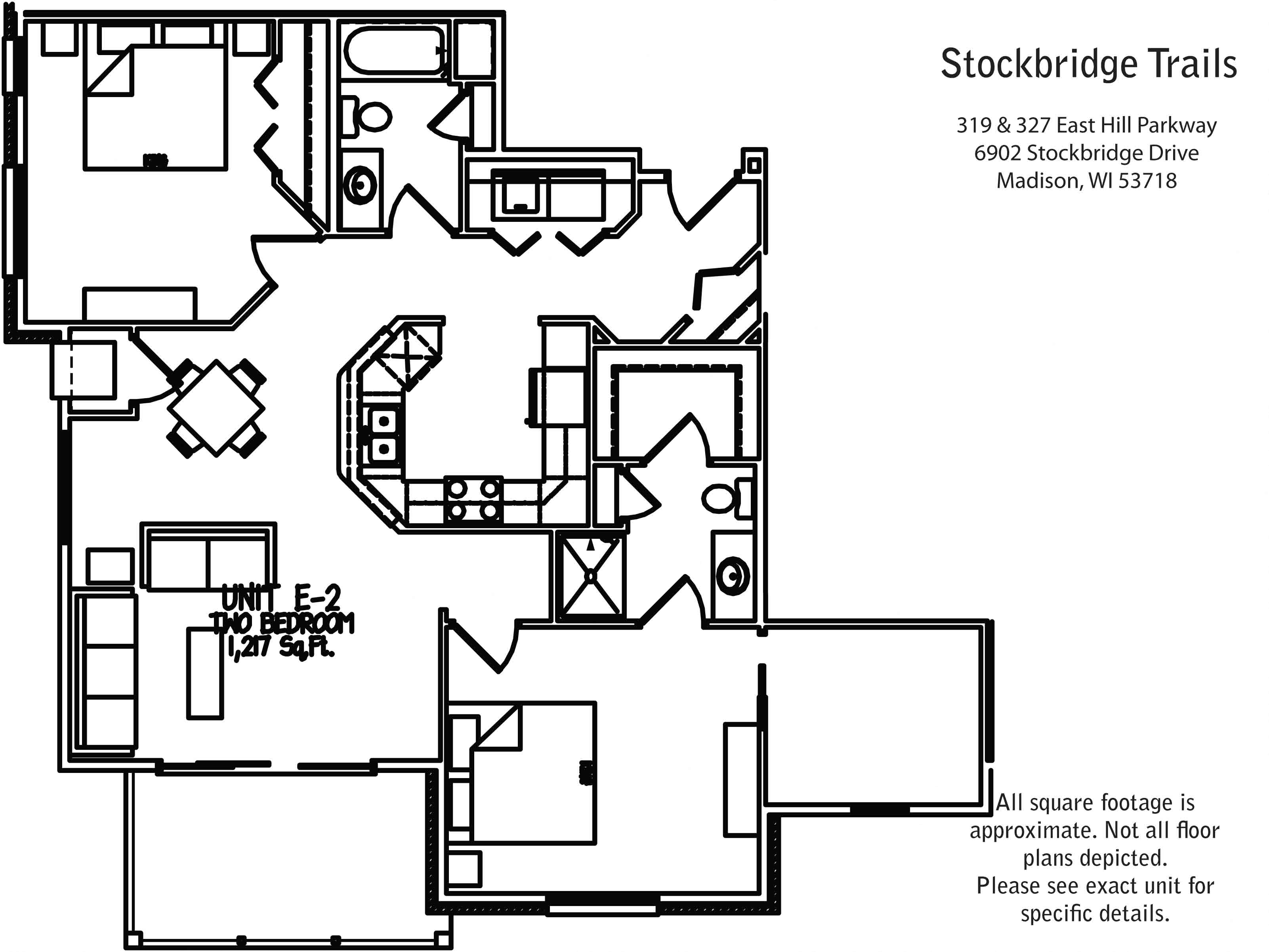 Floor plan for 2 beds, 2 baths, 1217 sqft