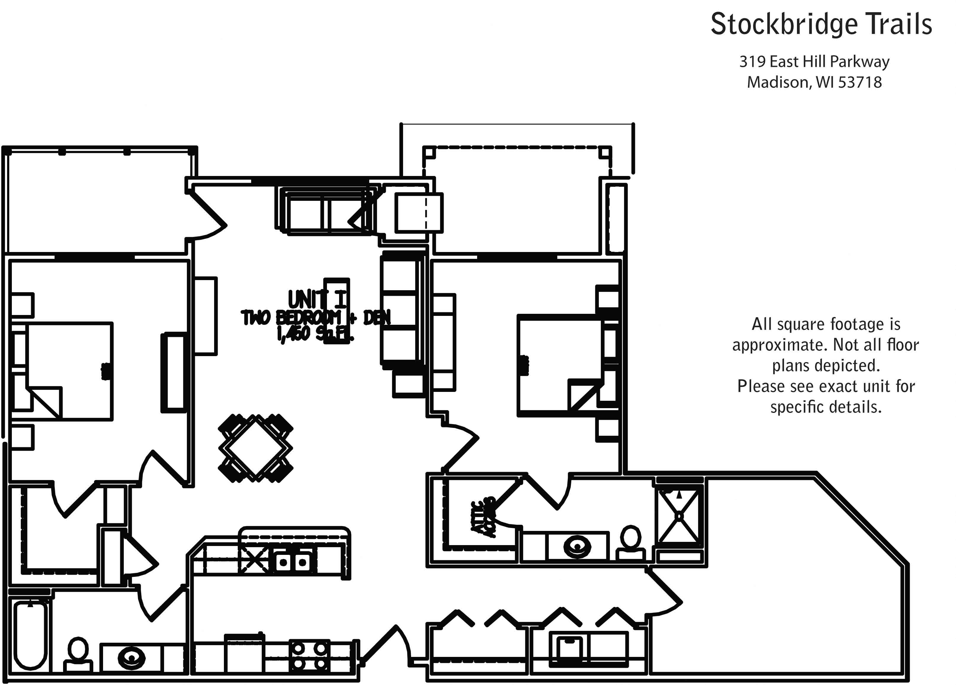 Floor plan for 2 beds, 2 baths, 1450 sqft