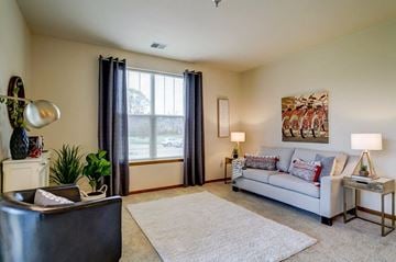 Madison apartment for rent - a living room with a couch and a chair and a window