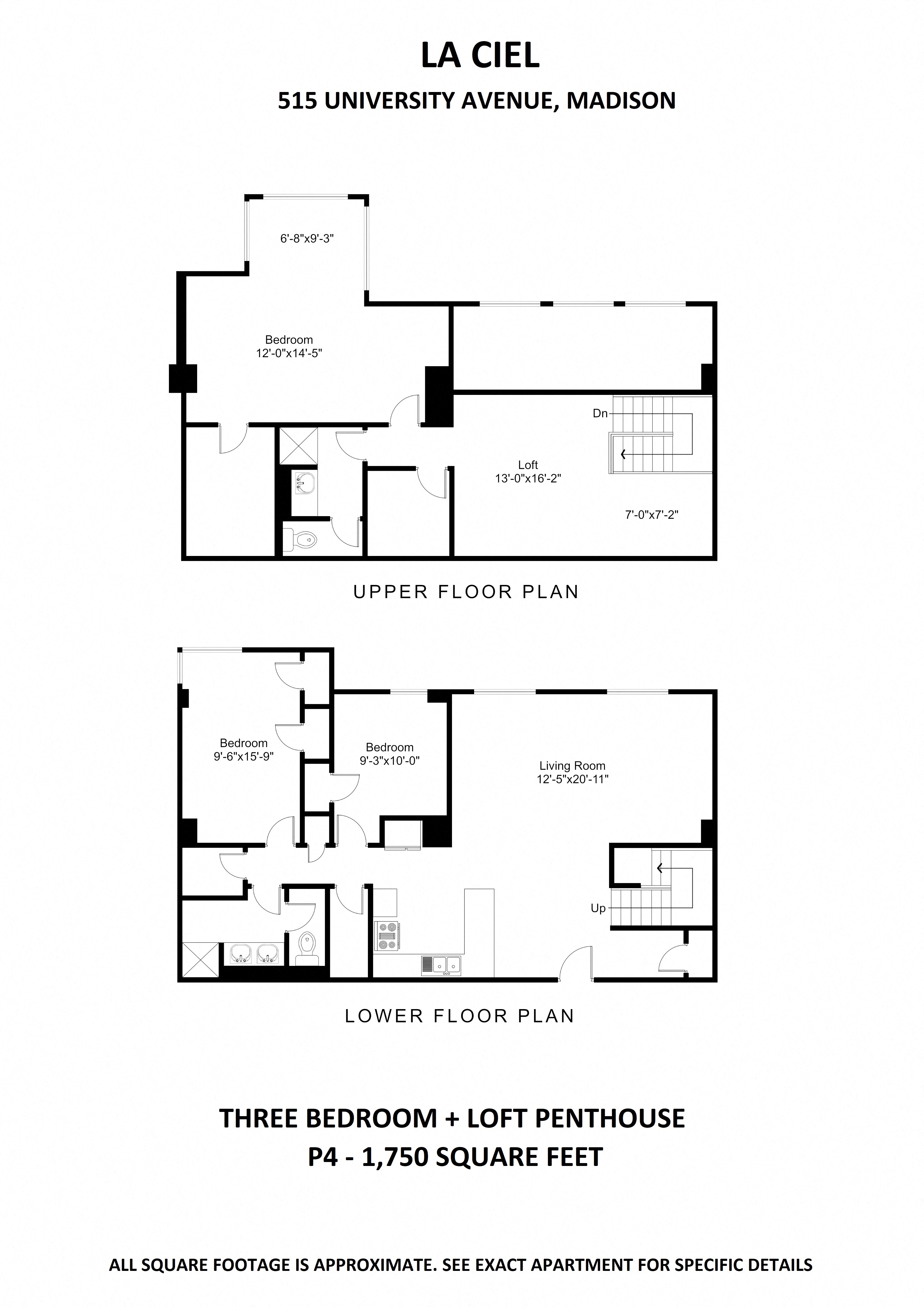Floor plan for 3 beds, 2 baths, 1750 sqft