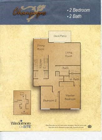 Floor plan for 2 beds, 2 baths, 1007 sqft