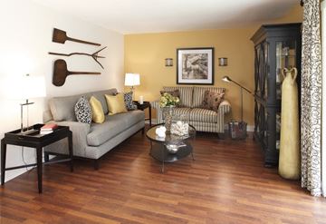 Bellevue apartment for rent - A living room with a grey couch and a coffee table.