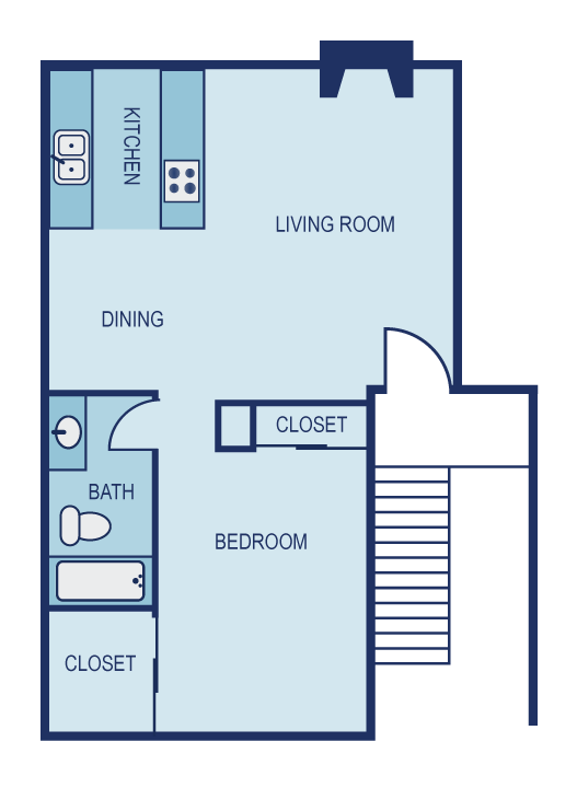 Floor plan for 1 bed, 1 bath, 706 sqft