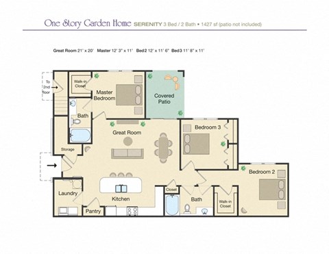 Floor plan for 3 beds, 2 baths, 1471 sqft