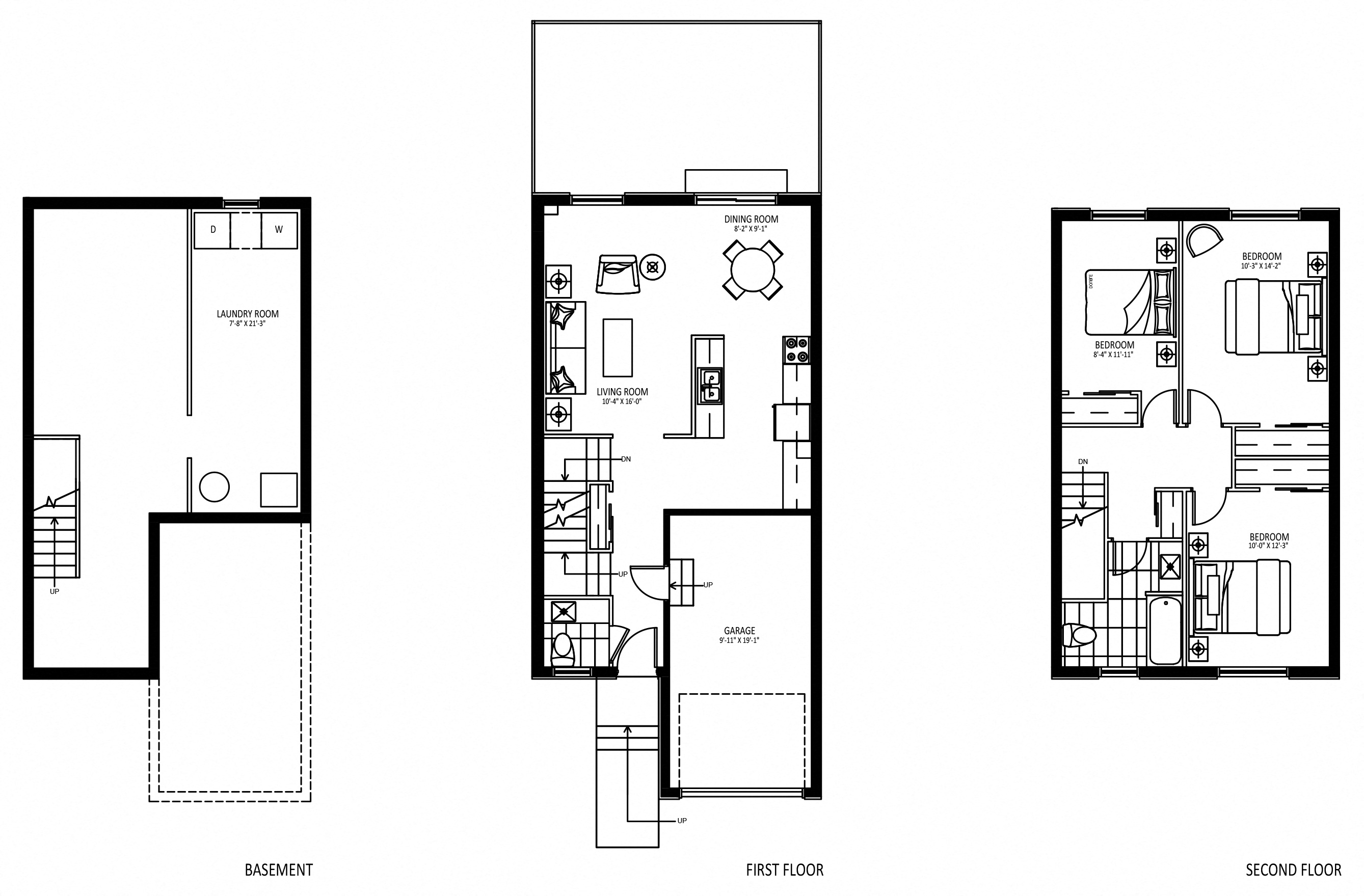 Floor plan for 3 beds, 1.5 baths, 1390 sqft