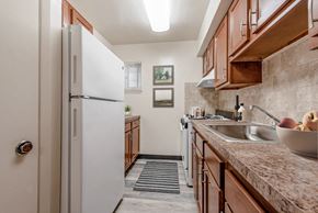 Annapolis apartment for rent - a kitchen with a sink and a refrigerator