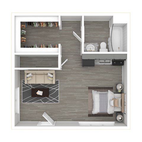 Floor plan for studio, 1 bath, 450 sqft