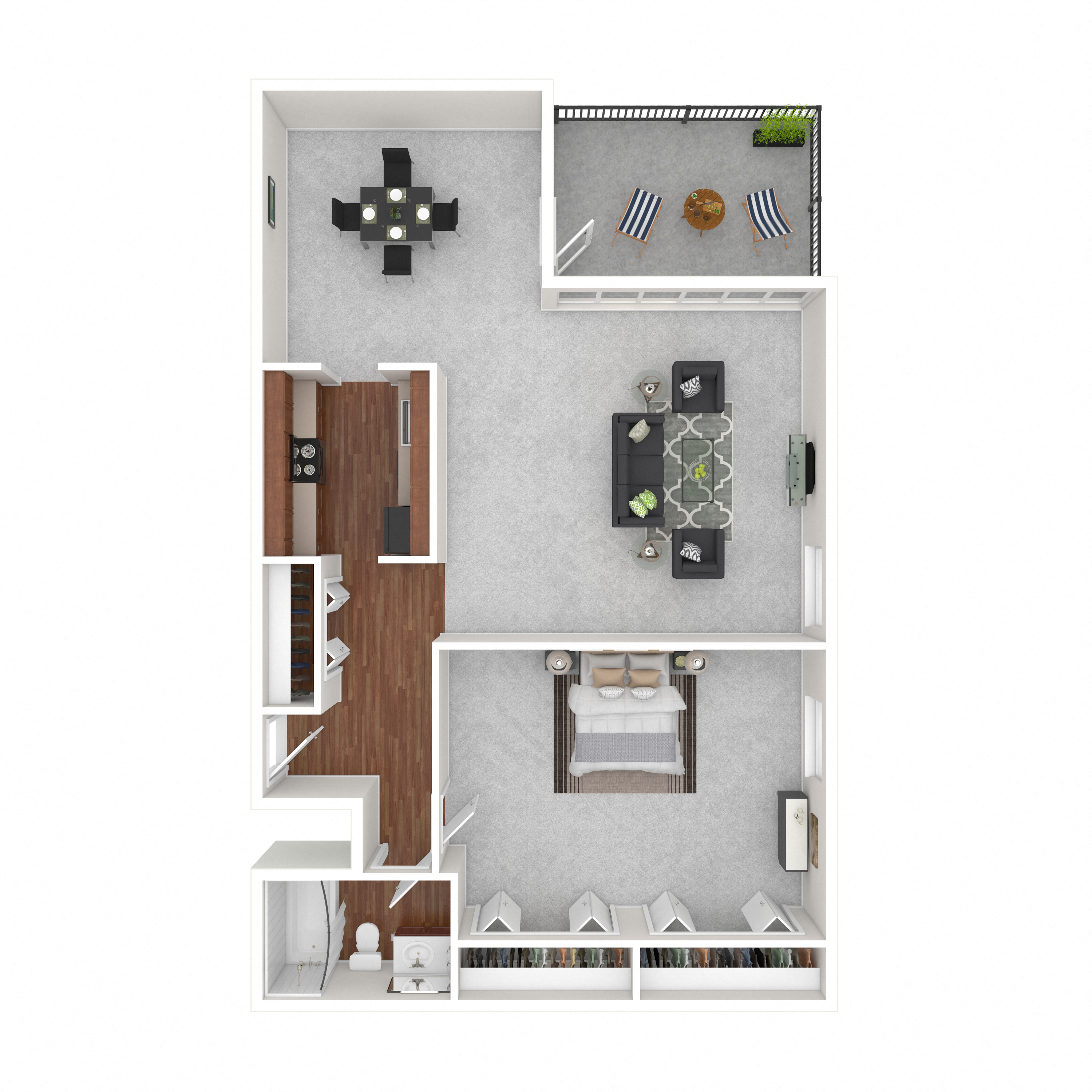 Floor plan for 1 bed, 1 bath, 850 sqft