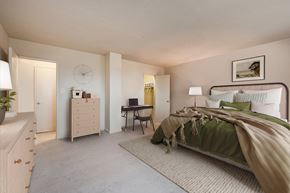 Silver Spring apartment for rent - a bedroom with a bed and a dresser