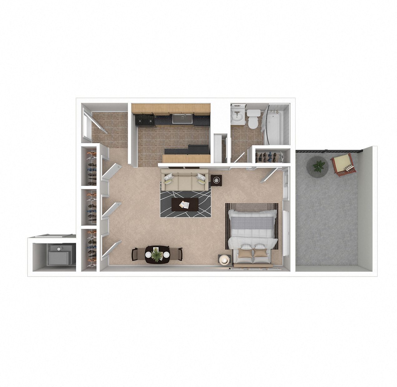 Floor plan for studio, 1 bath, 520 sqft