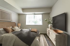 Hyattsville apartment for rent - a bedroom with a bed and a television