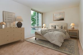 Silver Spring apartment for rent - a bedroom with a bed and a dresser and a window