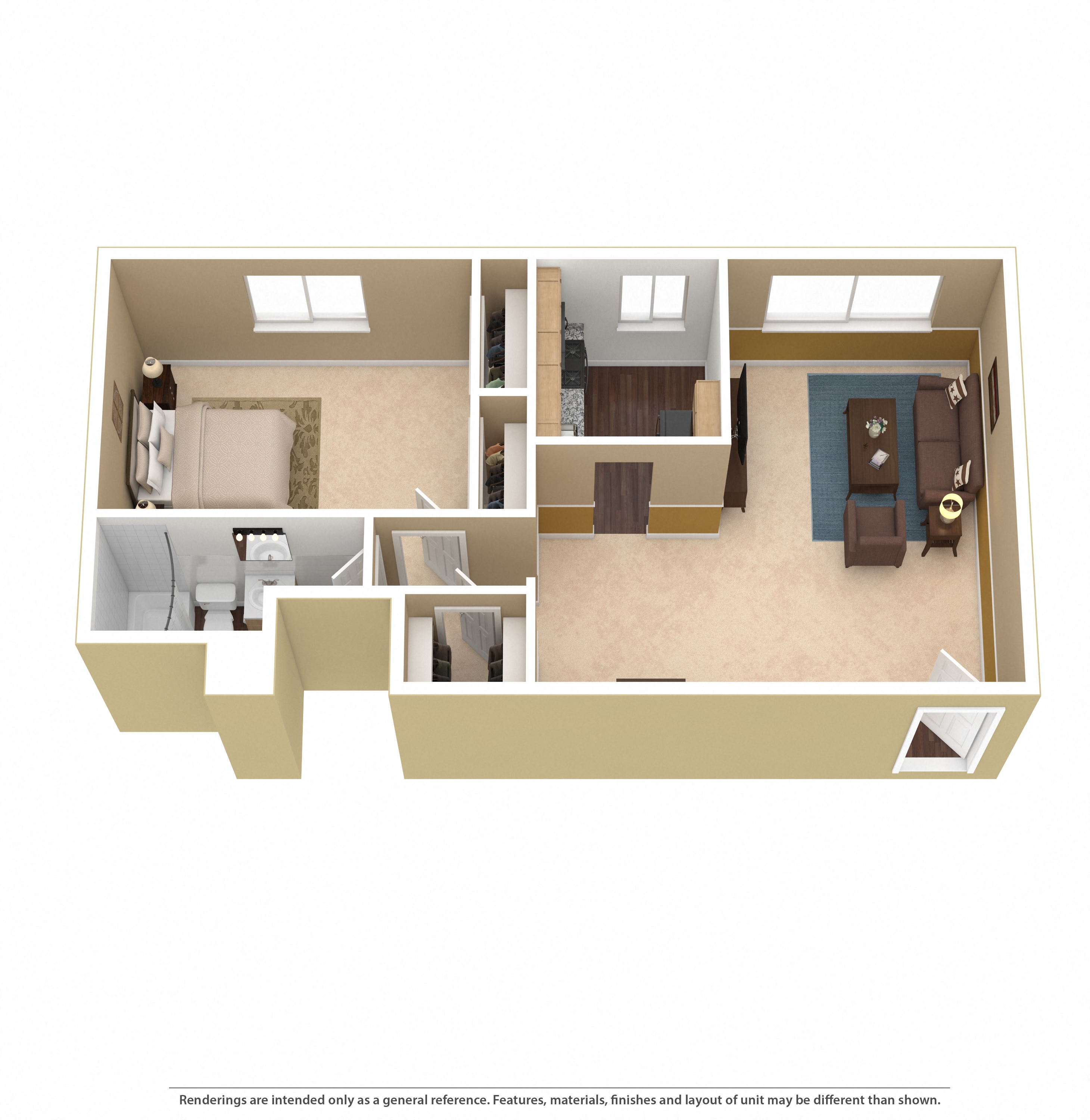 Floor plan for 1 bed, 1 bath, 759 sqft