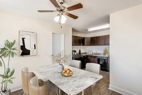 Baltimore apartment for rent - our spacious kitchen and dining room with a marble table and chairs