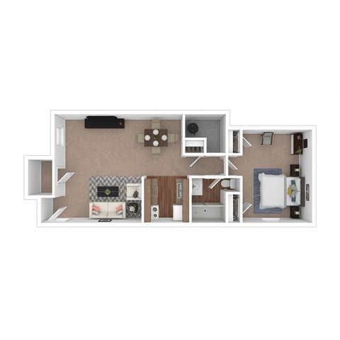 Floor plan for 1 bed, 1 bath, 700 sqft