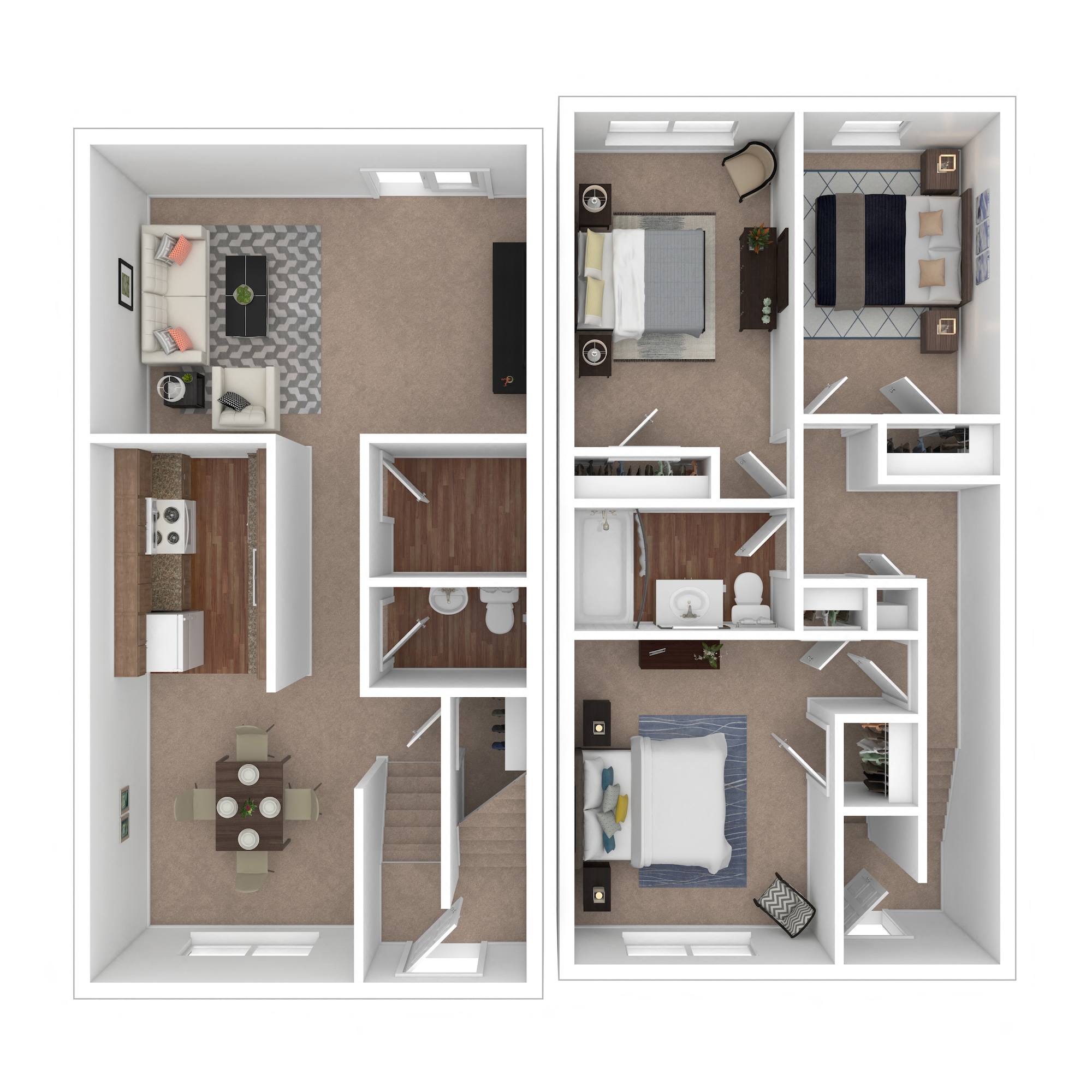 Floor plan for 3 beds, 1.5 baths, 1100 sqft