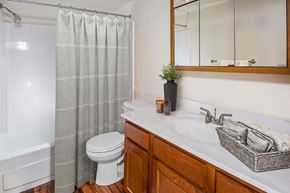 Crofton apartment for rent - a bathroom with a sink and a toilet and a shower