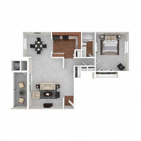 Floor plan for 1 bed, 1 bath, 850 sqft