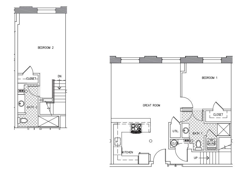 Floor plan for 2 beds, 2 baths, 1141 sqft