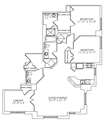 Floor plan for 3 beds, 2.5 baths, 1395 sqft