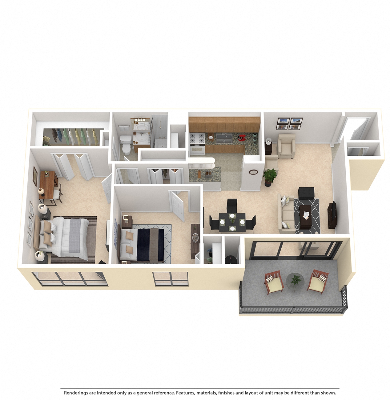Floor plan for 2 beds, 1 bath, 1080 sqft