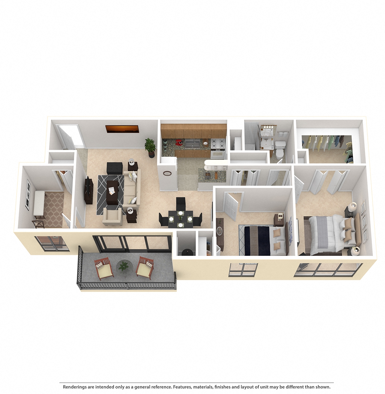 Floor plan for 2 beds, 1.5 baths, 1130 sqft