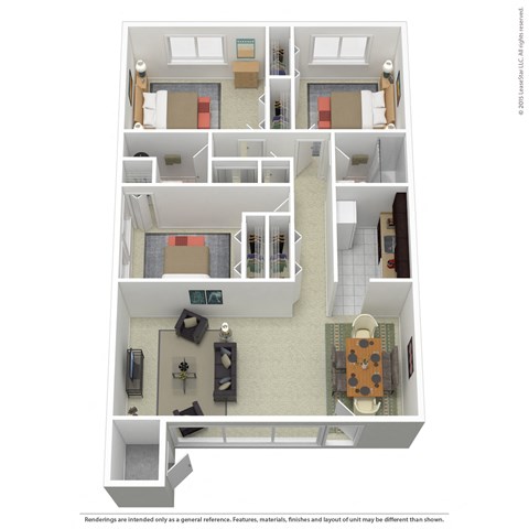 Floor plan for 3 beds, 2 baths, 1200 sqft