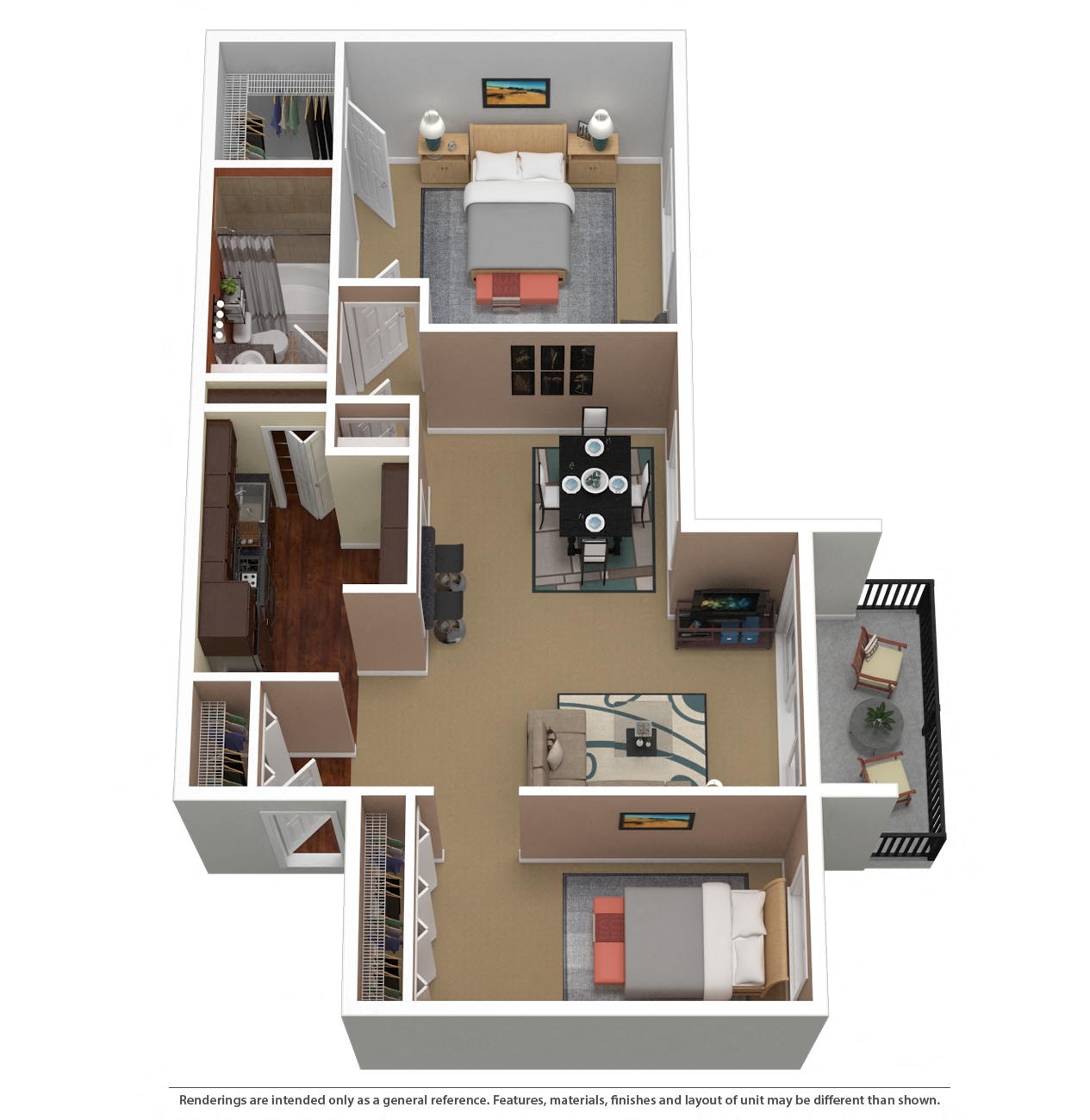 Floor plan for 1 bed, 1 bath, 904 sqft