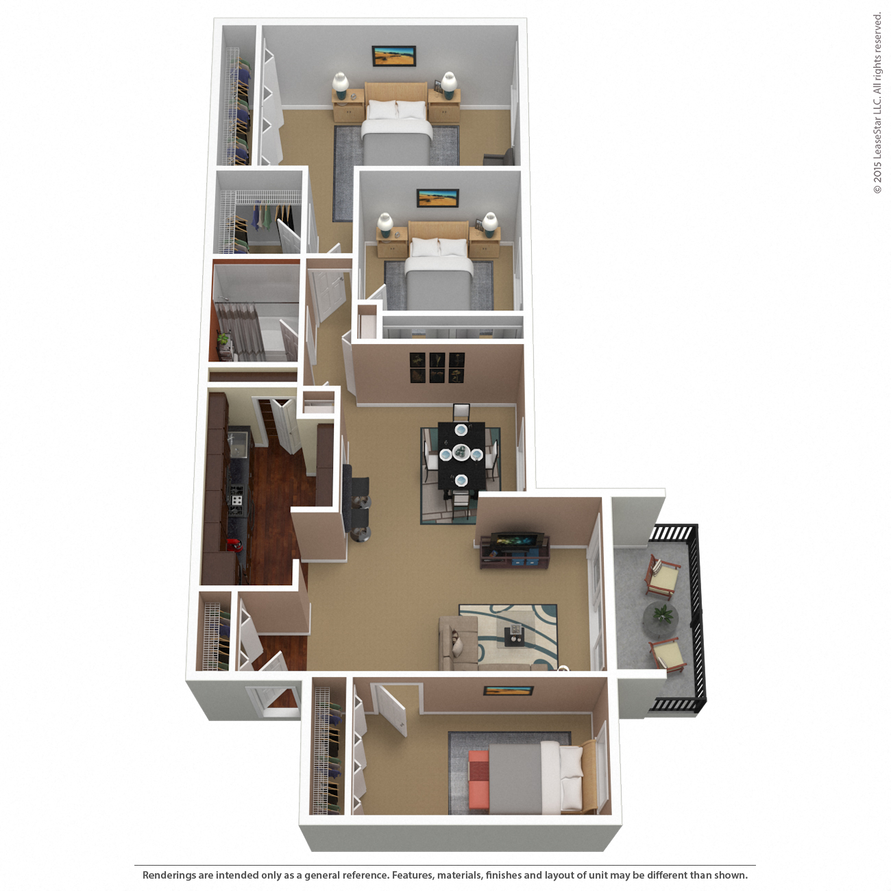 Floor plan for 2 beds, 1 bath, 1096 sqft