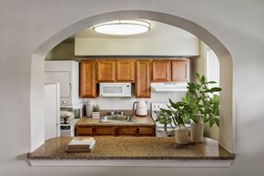 Landover apartment for rent - a kitchen with wooden cabinets and a granite counter top