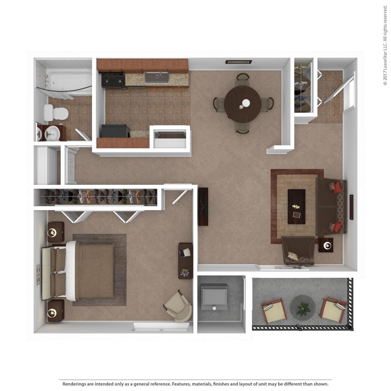Floor plan for 1 bed, 1 bath, 850 sqft