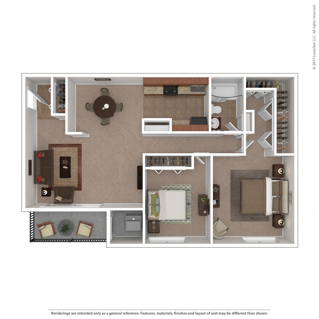 Floor plan for 2 beds, 1 bath, 1080 sqft