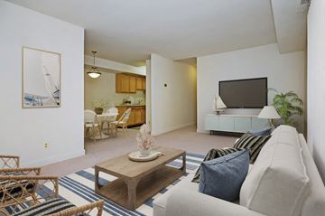 Owings Mills apartment for rent - a living room with a couch and a coffee table and a television