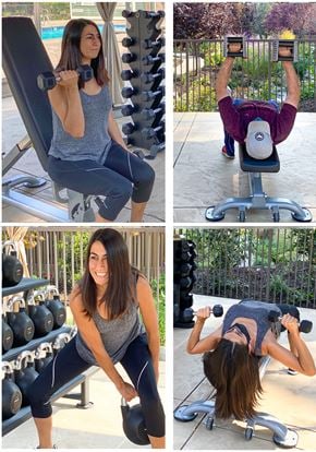 Santa Clara apartment for rent - A woman is doing a workout with dumbbells in an outdoor gym.