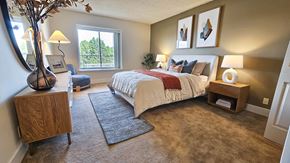 San Mateo apartment for rent - A bedroom with a large bed and a window.