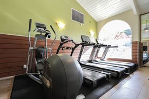 Santa Clara apartment for rent - A gym with a treadmill, exercise bike, and a ball.