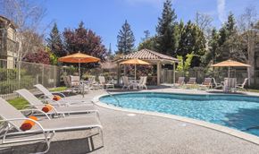 Santa Clara apartment for rent - a swimming pool with chairs and umbrellas next to a resort style pool