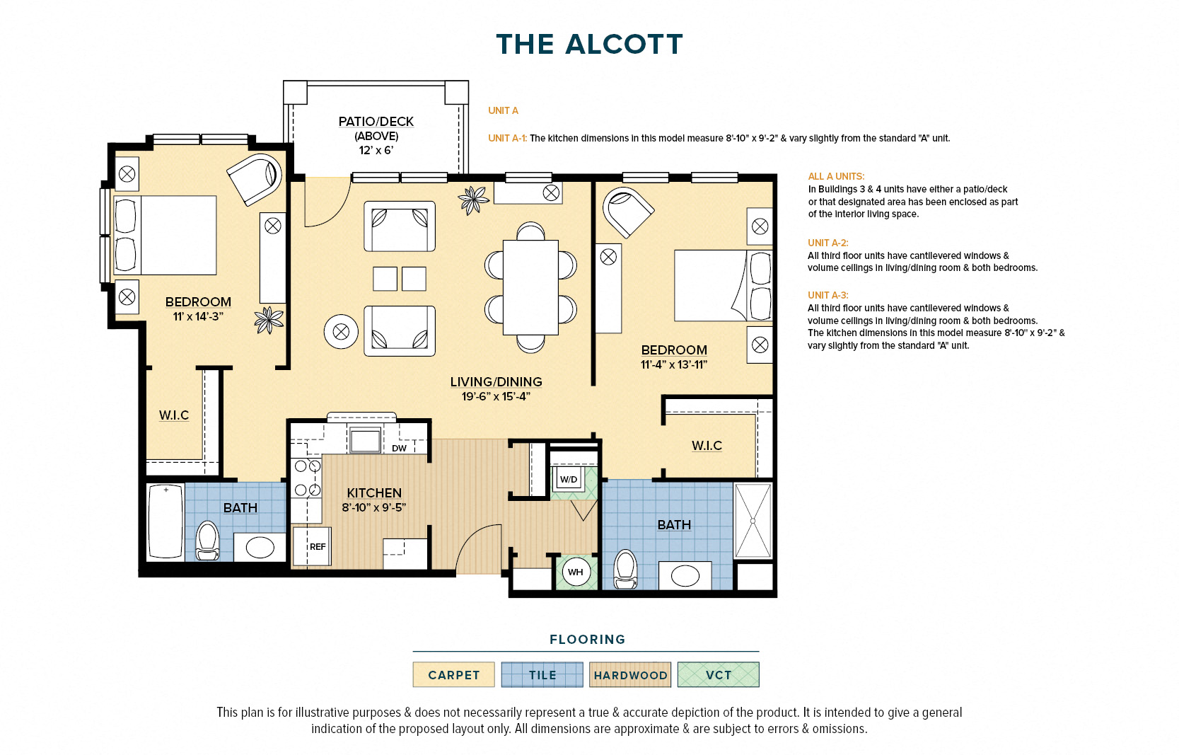 Floor plan for 2 beds, 2 baths, 1160 sqft