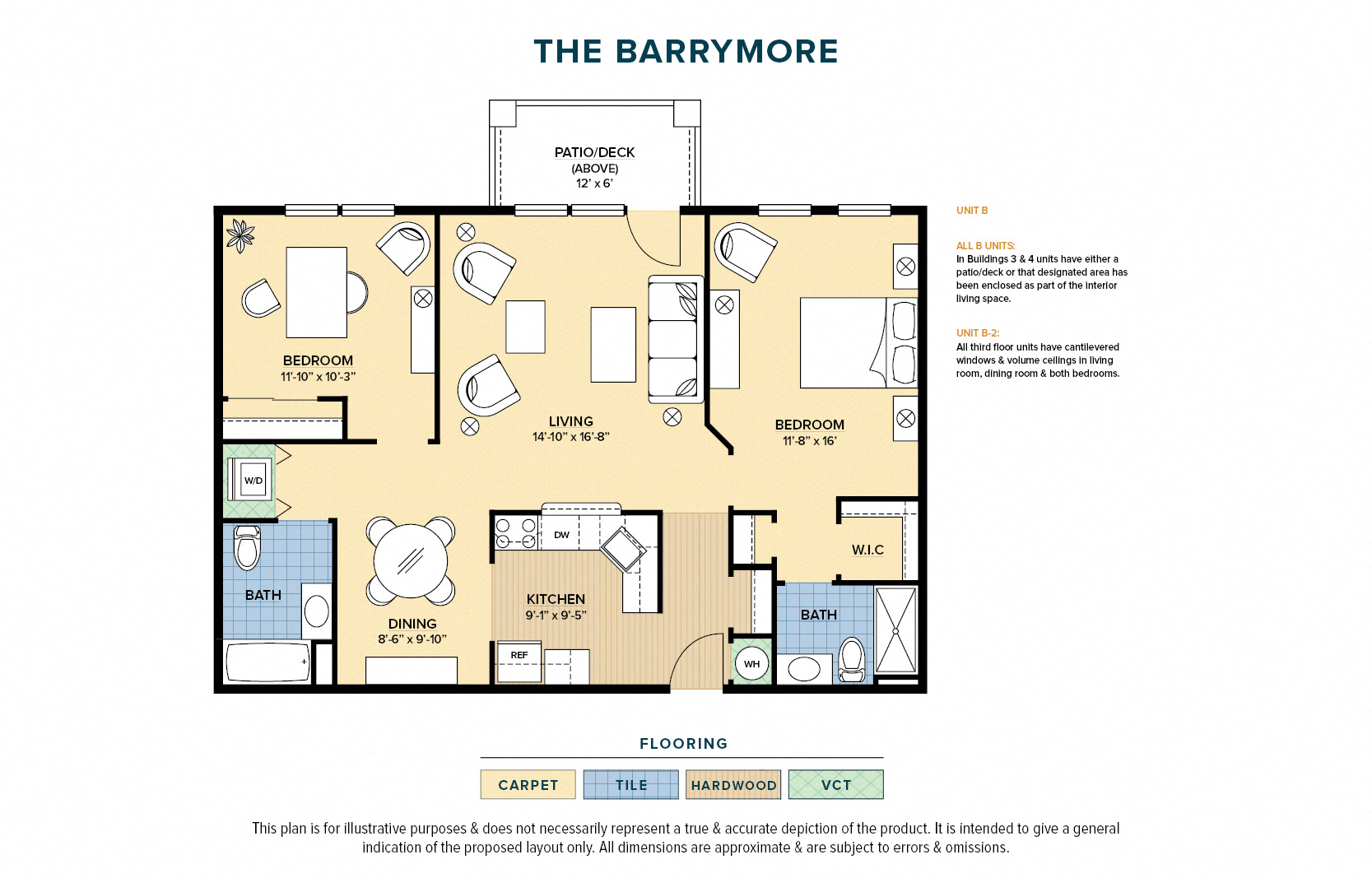 Floor plan for 2 beds, 2 baths, 1179 sqft