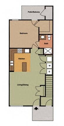 Floor plan for 1 bed, 1 bath, 784 sqft