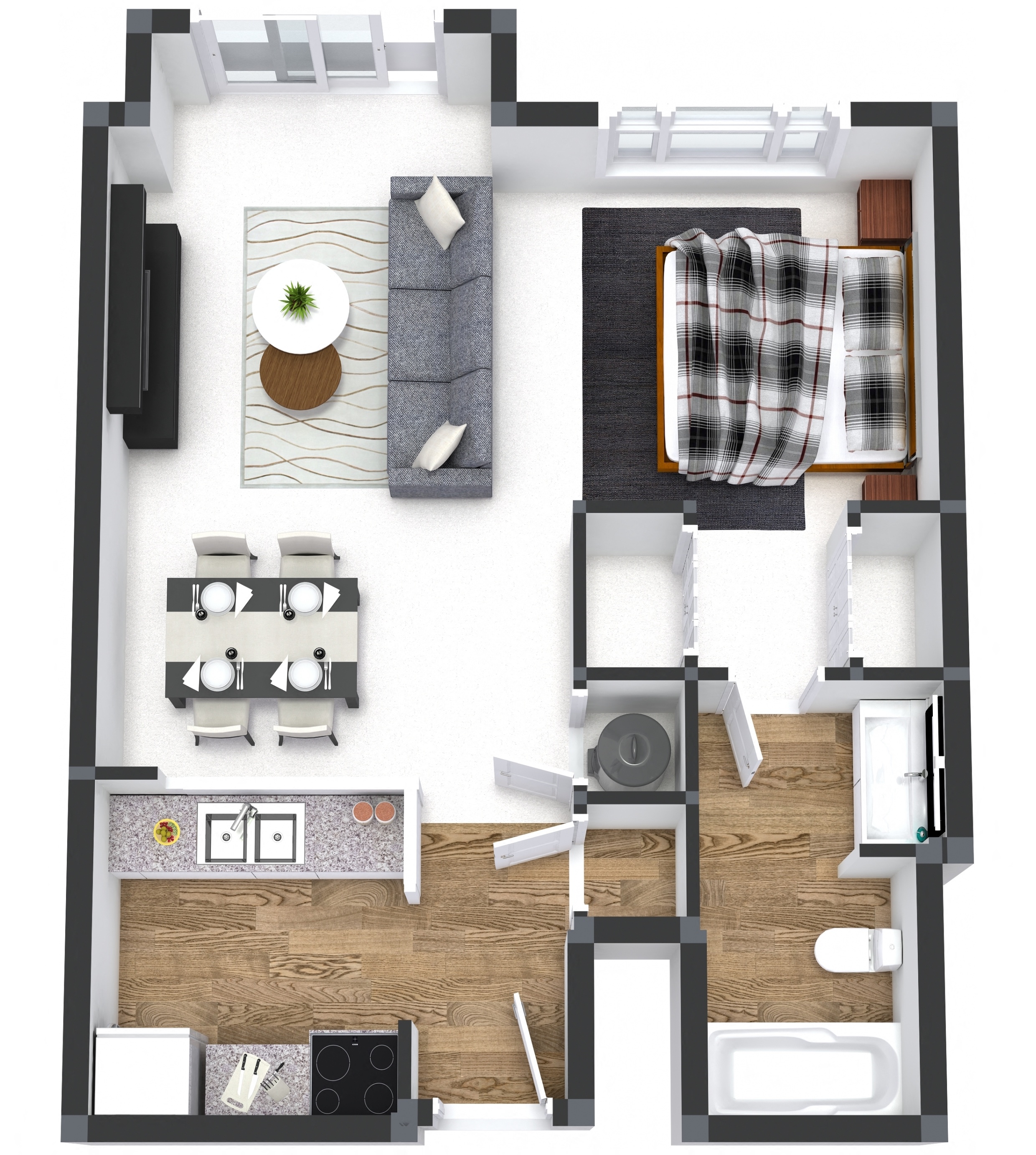 Floor plan for studio, 1 bath, 550 sqft