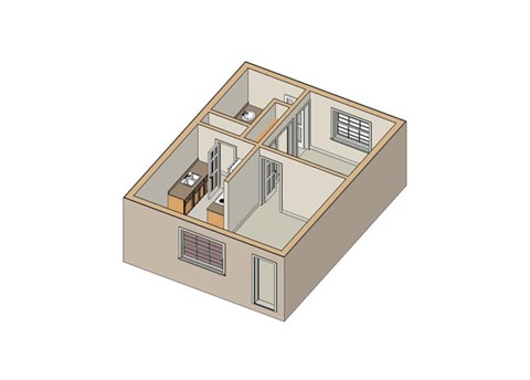 Floor plan for 1 bed, 1 bath, 536 sqft