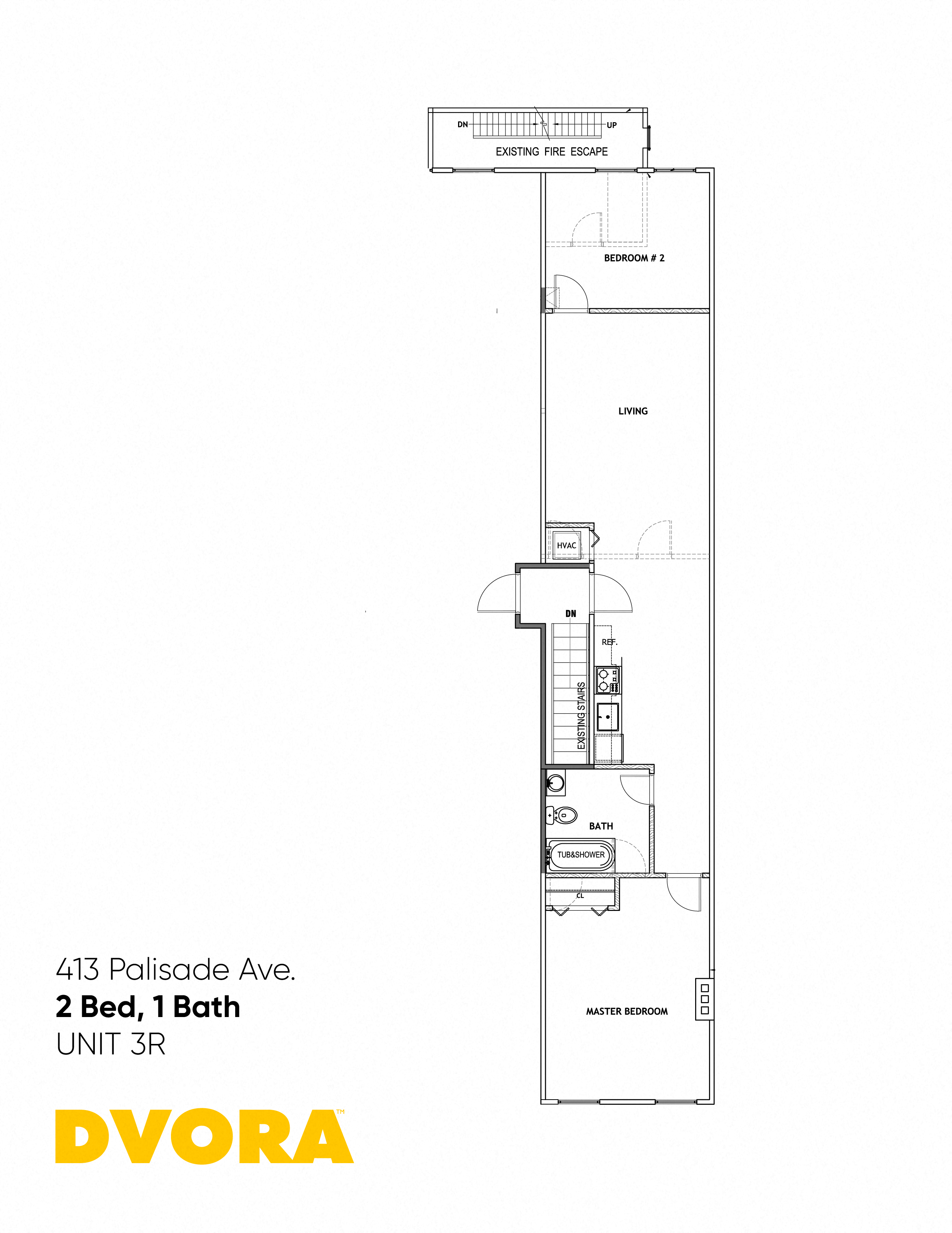 Floor plan for 2 beds, 1 bath, 785 sqft